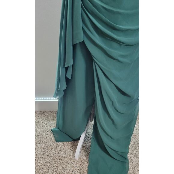 Azazie Green One Shoulder Dress - Picture 10 of 14